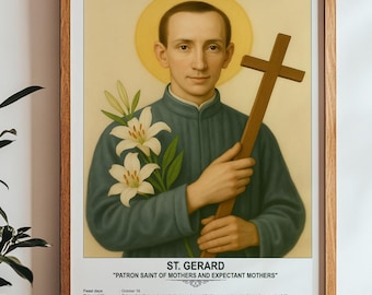 St. Gerard, Sacred Art, Religious Wall Art for Families, Patron Saint, Housewarming Gift.