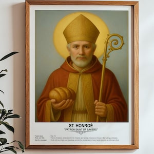 St. Honroé, Sacred Art, Religious Wall Art for Families, Patron Saint, Housewarming Gift.