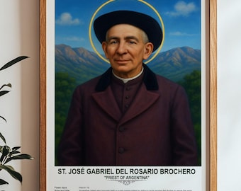 St. José Gabriel del Rosario Brochero, Sacred Art, Religious Wall Art for Families, Patron Saint, Housewarming Gift.