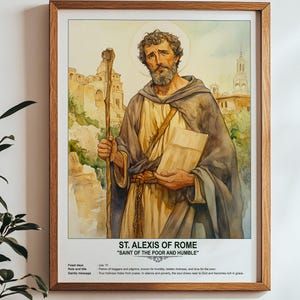 St. Alexis von Rom, Sakrale Kunst, Religiöses Wandbild für Familien, Schutzpatron, Einweihungsgeschenk.
