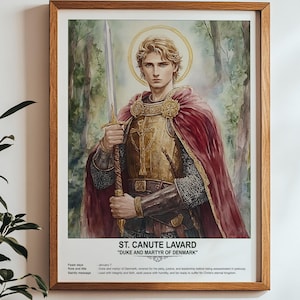 Saint-Canut Lavard, art sacré, art mural religieux pour familles, saint patron, cadeau de pendaison de crémaillère.