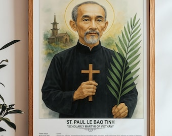 St. Paul Le Bao Tinh, Sacred Art, Religious Wall Art for Families, Patron Saint, Housewarming Gift.