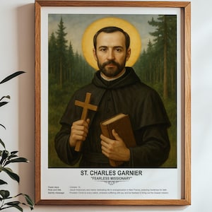 San Carlos Garnier, Arte Sacro, Arte Religioso Mural para Familias, Santo Patrón, Regalo de Inauguración de Casa.