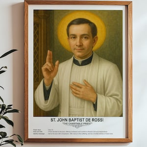 St. John Baptist de Rossi, Sacred Art, Religious Wall Art for Families, Patron Saint, Housewarming Gift.