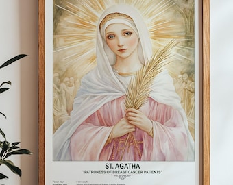 St. Agatha, Sacred Art, Religious Wall Art for Families, Patron Saint, Housewarming Gift.