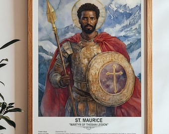 St. Maurice, Sacred Art, Religious Wall Art for Families, Patron Saint, Housewarming