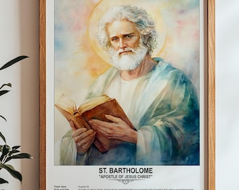 St. Bartholome, Sacred Art, Religious Wall Art for Families, Patron Saint, Housewarming Gift.