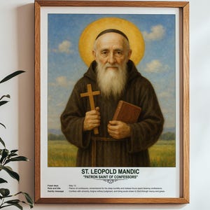 St. Leopold Mandic, Sacred Art, Religious Wall Art for Families, Patron Saint, Housewarming Gift.
