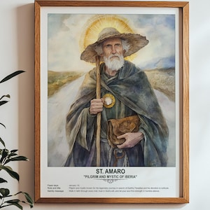 St. Amaro, Sacred Art, Religious Wall Art for Families, Patron Saint, Housewarming Gift.