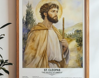 St. Cleopas, Sacred Art, Religious Wall Art for Families, Patron Saint, Housewarming Gift.