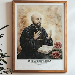 St. Ignatius of Loyola, Sacred Art, Religious Wall Art for Families, Patron Saint, Housewarming Gift.