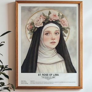 Santa Rosa de Lima, Arte Sacra, Arte Religiosa de Parede para Famílias, Santa Padroeira, Presente de Boas-vindas.