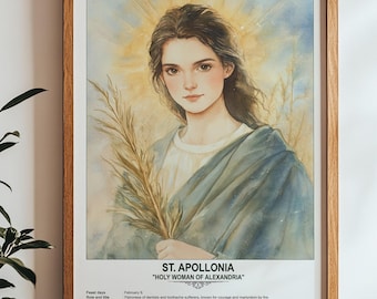 St. Apollonia, Sacred Art, Religious Wall Art for Families, Patron Saint, Housewarming Gift.