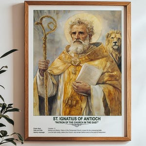 St. Ignatius of Antioch, Sacred Art, Religious Wall Art for Families, Patron Saint, Housewarming Gift.