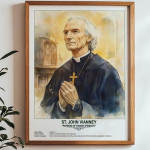 St. John Vianney, Sacred Art, Religious Wall Art for Families, Patron Saint, Housewarming Gift.
