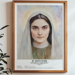 St. Edith Stein, Sacred Art, Religious Wall Art for Families, Patron Saint, Housewarming Gift.