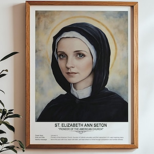 St. Elizabeth Ann Seton, Sacred Art, Religious Wall Art for Families, Patron Saint, Housewarming Gift.