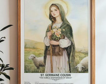 St. Germaine Cousin, Sacred Art, Religious Wall Art for Families, Patron Saint, Housewarming Gift.