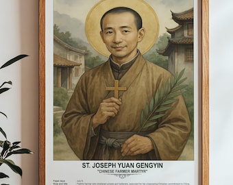 St. Joseph Yuan Gengyin, Sacred Art, Religious Wall Art for Families, Patron Saint, Housewarming Gift.