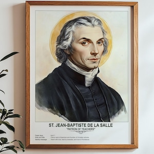San Juan Bautista de La Salle, Arte Sacro, Arte Religioso Mural para Familias, Santo Patrón, Regalo de Inauguración de Casa.