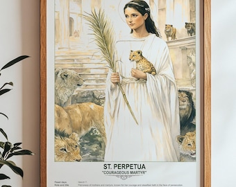 St. Perpetua, Sacred Art, Religious Wall Art for Families, Patron Saint, Housewarming Gift.