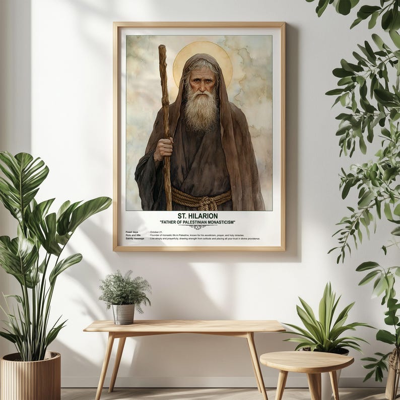 St. Hilarion, Sacred Art, Religious Wall Art for Families, Patron Saint ...