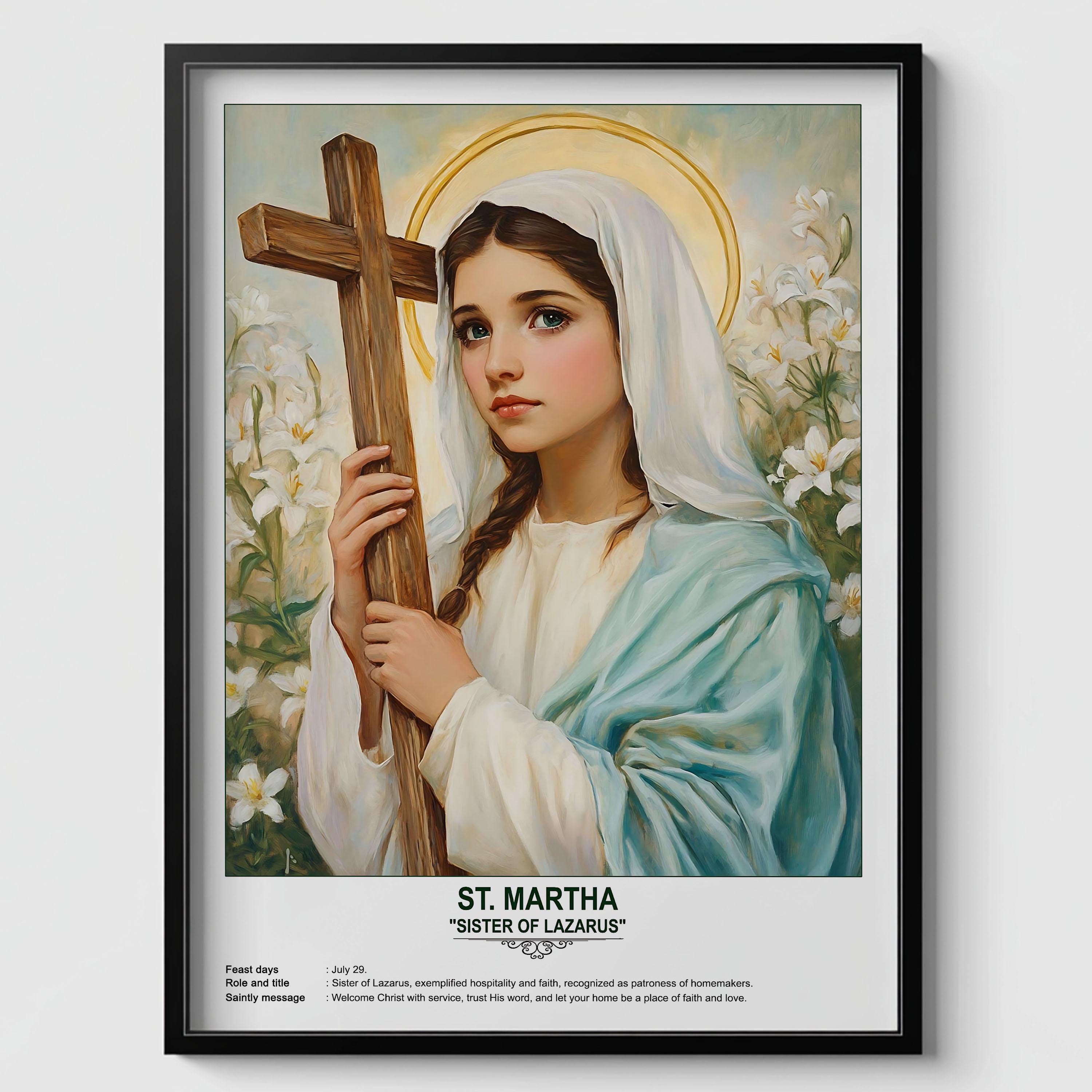 St. Martha, Sacred Art, Religious Wall Art for Families, Patron