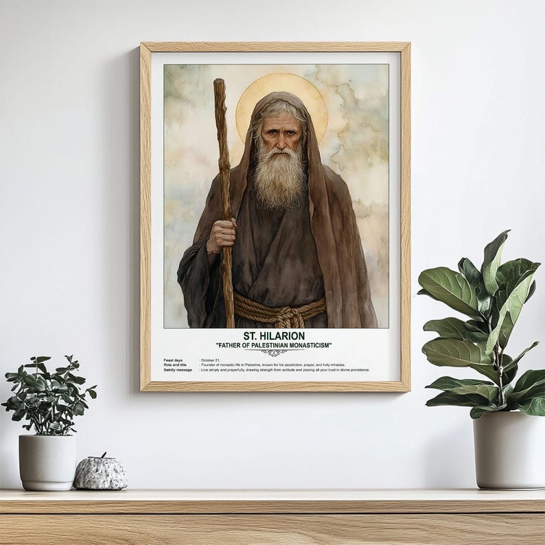 St. Hilarion, Sacred Art, Religious Wall Art for Families, Patron Saint ...