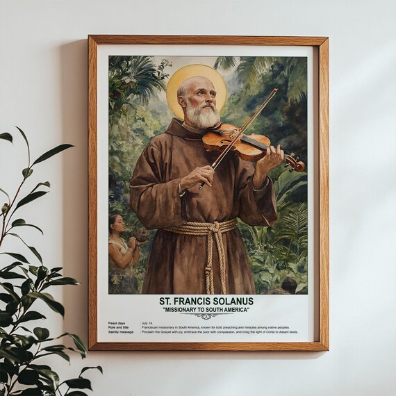 St. Francis Solanus, Sacred Art, Religious Wall Art for Families