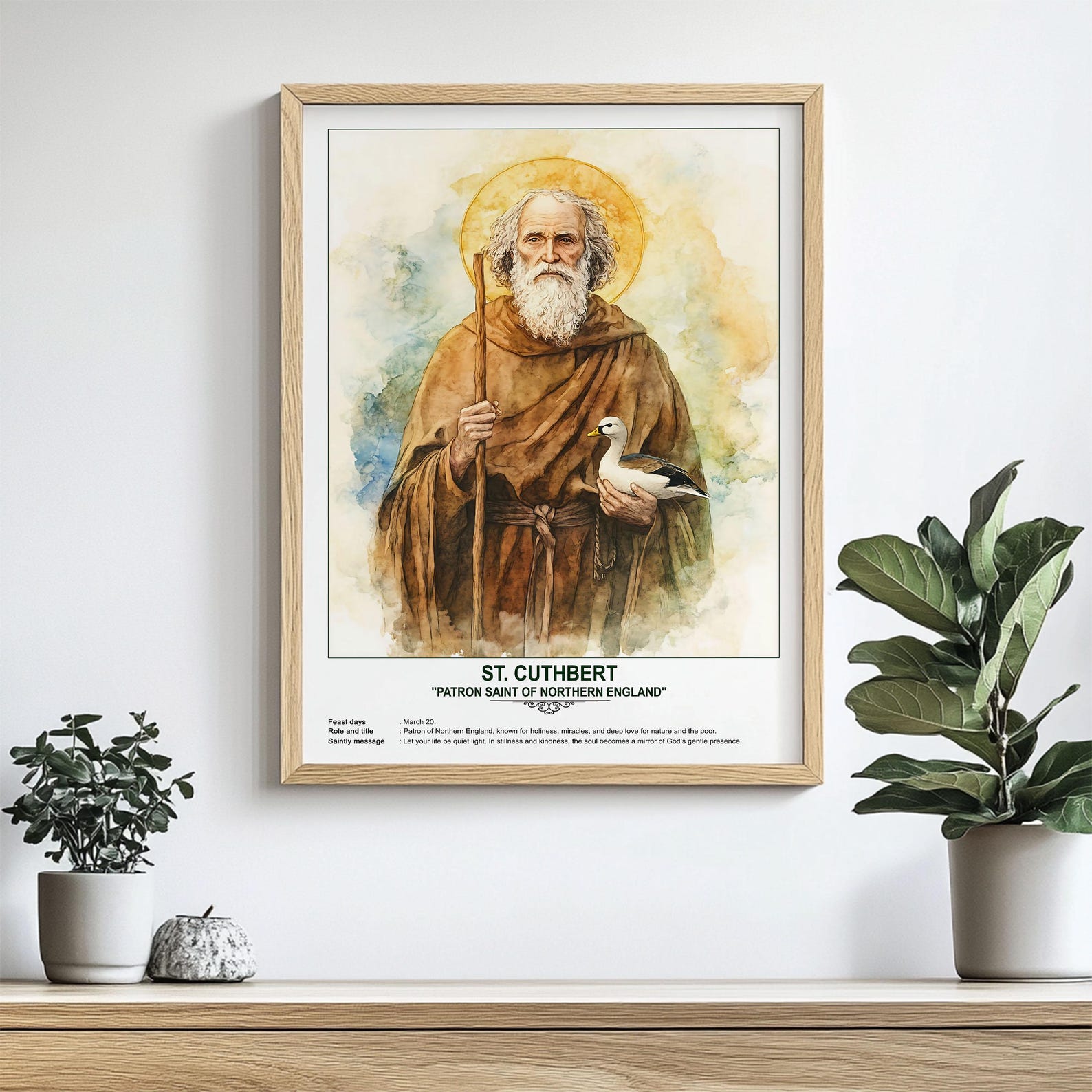 St. Cuthbert, Sacred Art, Religious Wall Art for Families, Patron Saint ...