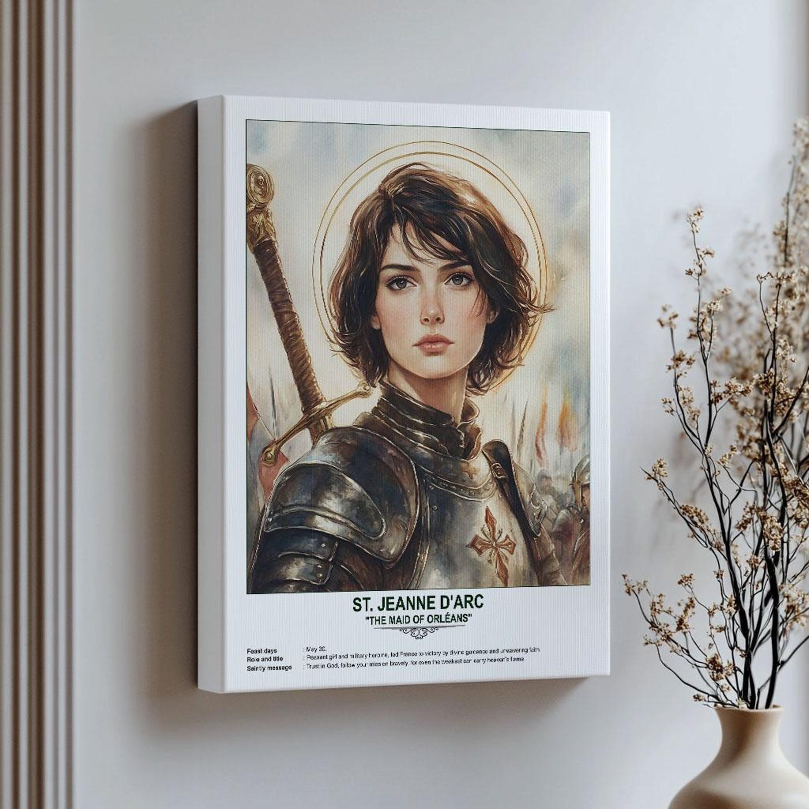 St. Jeanne D'arc, Sacred Art, Religious Wall Art for Families, Patron ...