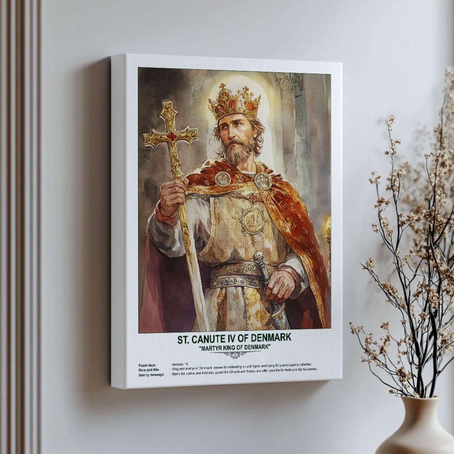 St. Canute IV of Denmark, Sacred Art, Religious Wall Art for Families ...