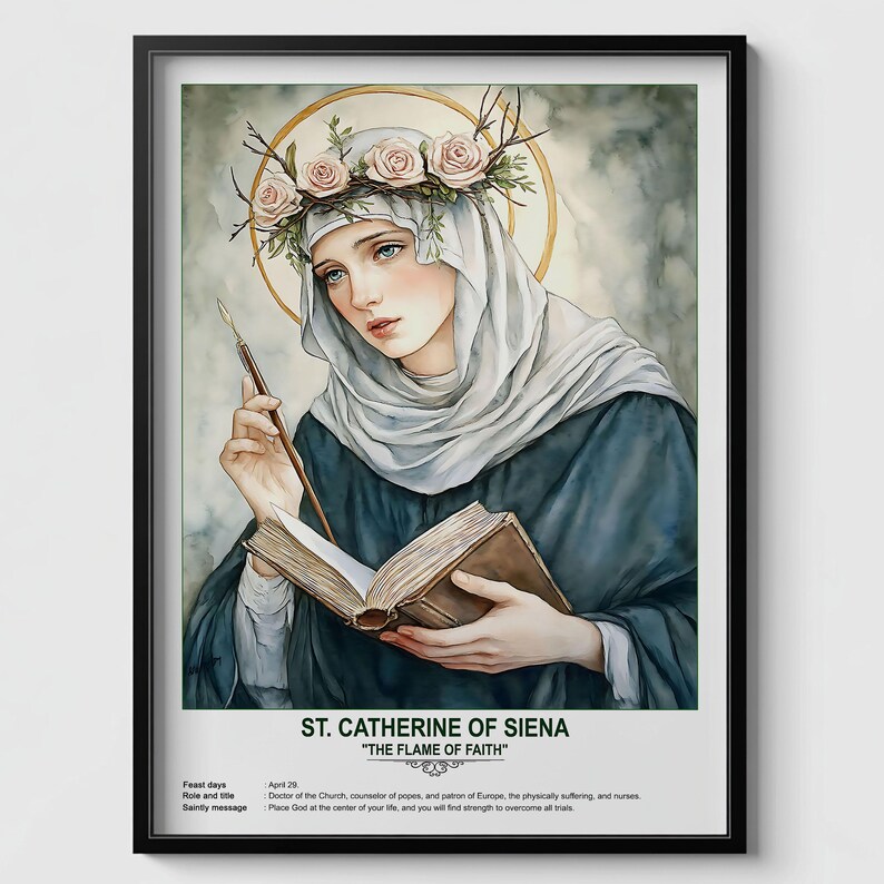 St. Catherine of Siena, Sacred Art, Religious Wall Art for Families ...