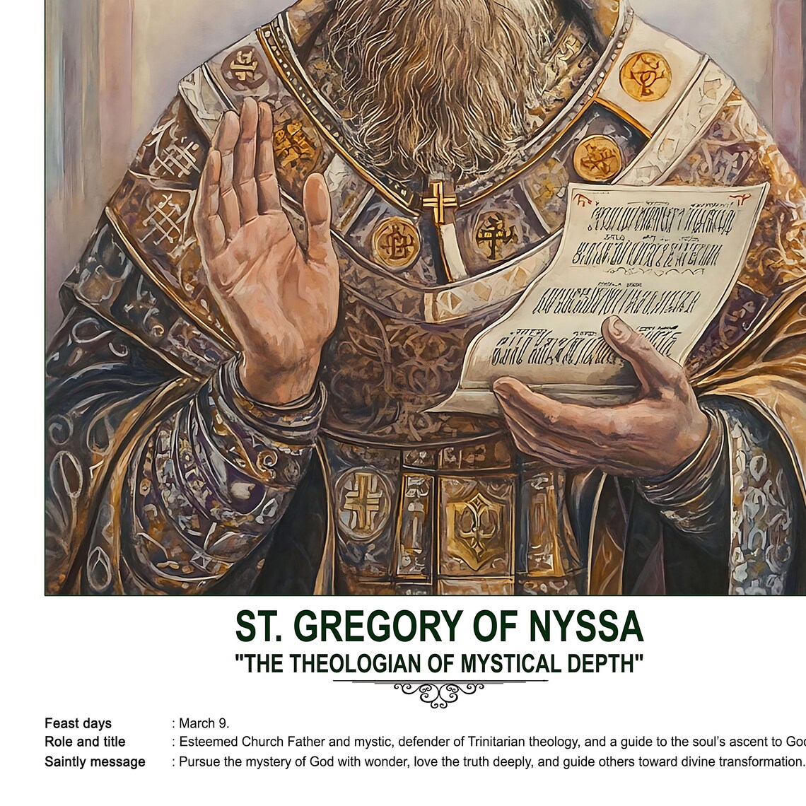 St. Gregory of Nyssa, Sacred Art, Religious Wall Art for Families ...
