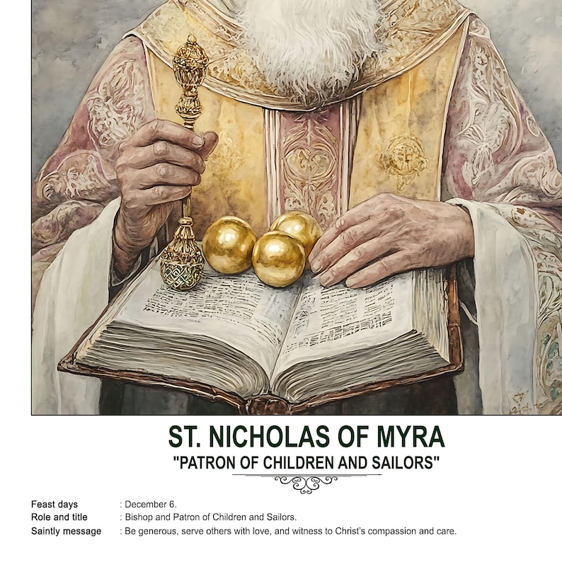St. Nicholas of Myra, Sacred Art, Religious Wall Art for Families ...