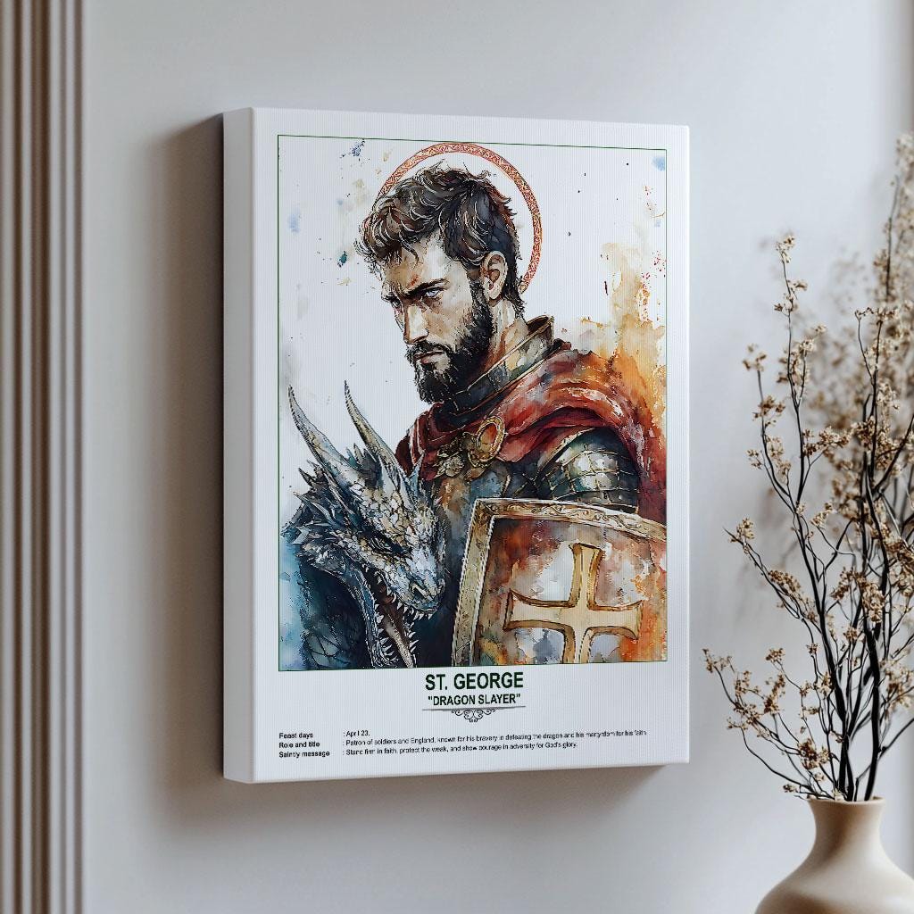 St. George, Sacred Art, Religious Wall Art for Families, Patron Saint ...
