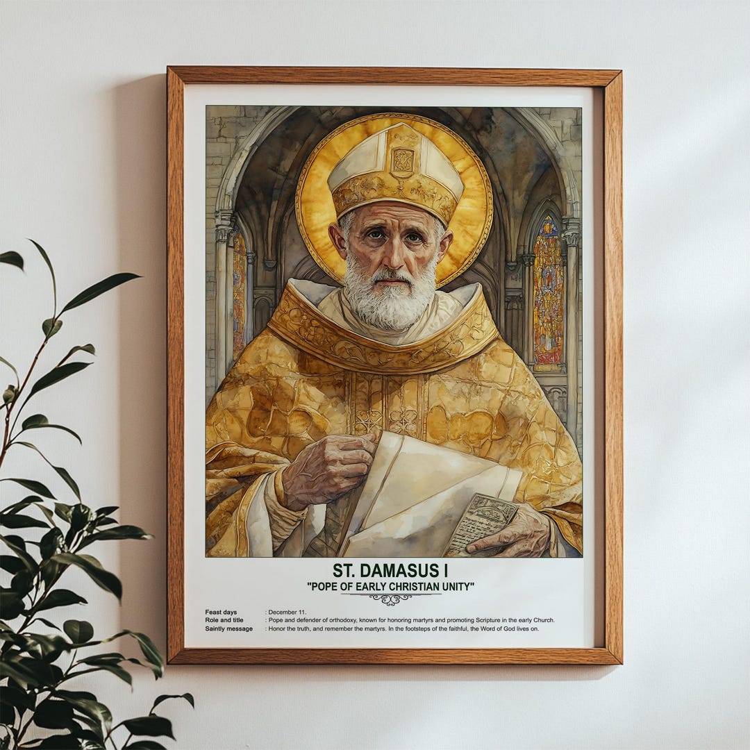 St. Damasus I, Sacred Art, Religious Wall Art for Families, Patron ...