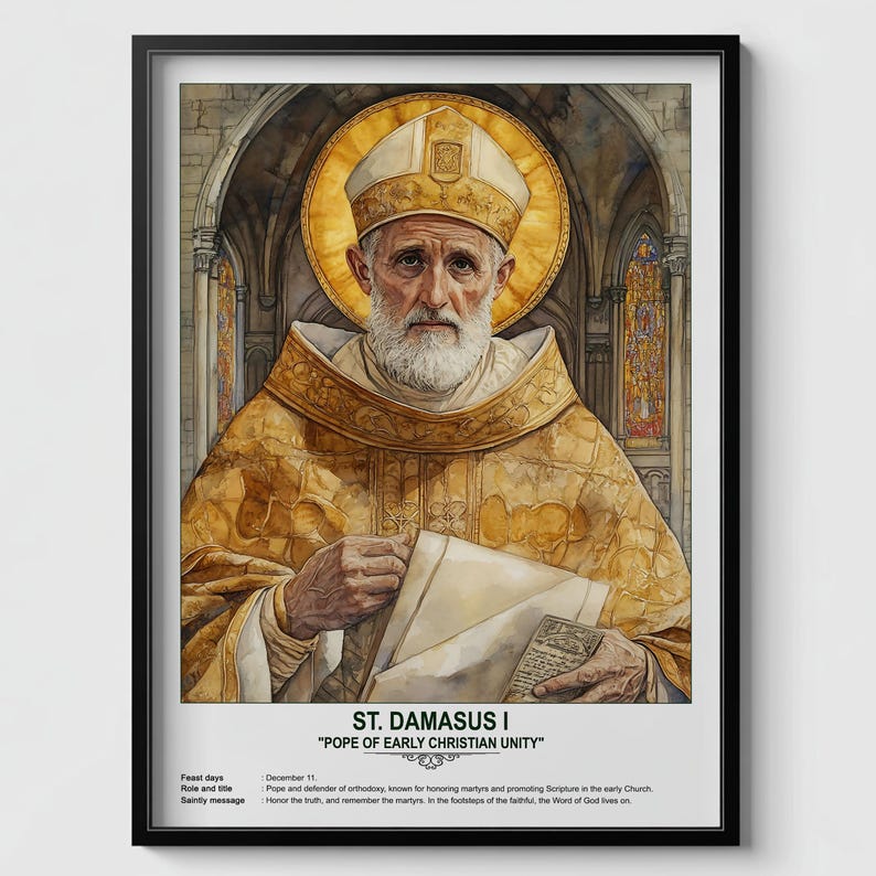St. Damasus I, Sacred Art, Religious Wall Art for Families, Patron ...