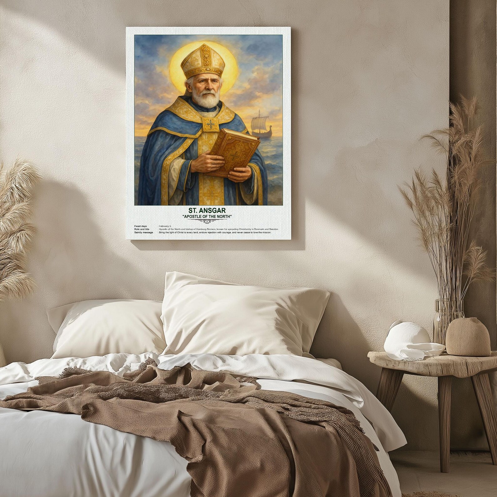 St. Ansgar, Sacred Art, Religious Wall Art for Families, Patron Saint ...