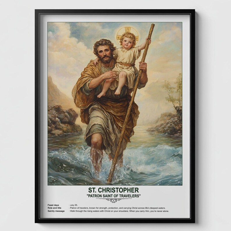 St. Christopher, Sacred Art, Religious Wall Art for Families, Patron ...