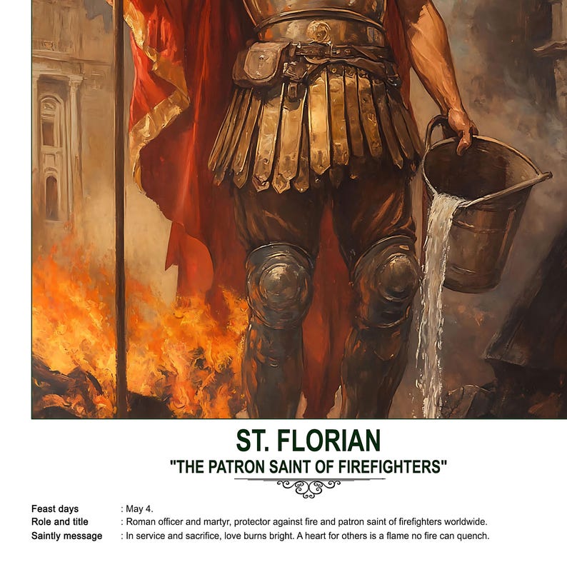 St. Florian, Sacred Art, Religious Wall Art for Families, Patron Saint ...