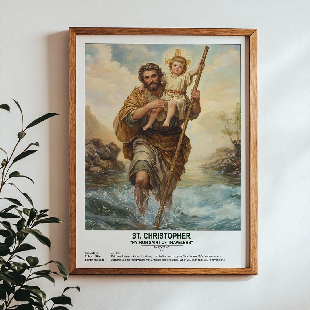 St. Christopher, Sacred Art, Religious Wall Art for Families, Patron ...