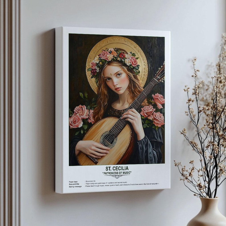 St. Cecilia, Sacred Art, Religious Wall Art for Families, Patron Saint ...