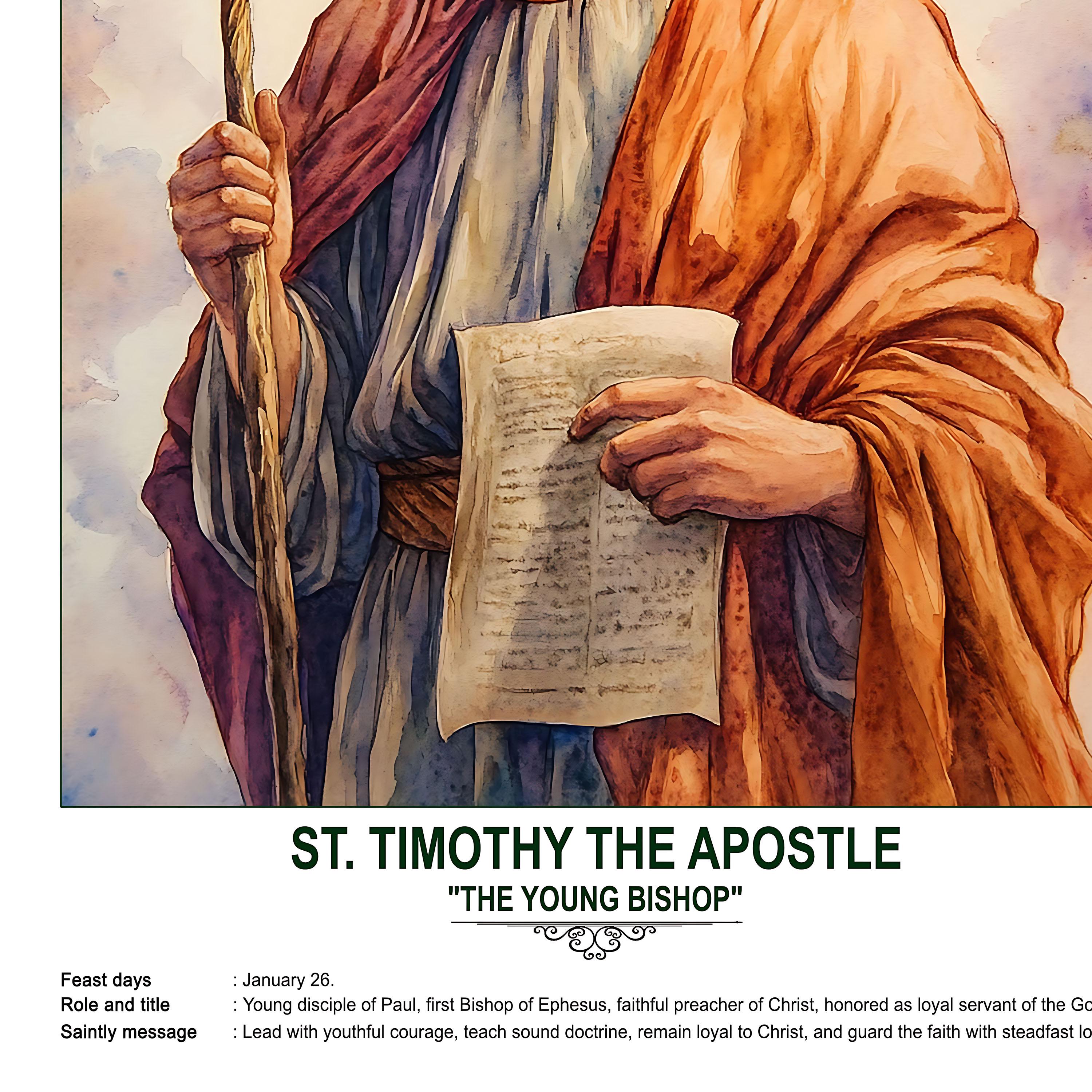St. Timothy Statue St. Timothy the Apostle, Sacred Art, Religious Wall Art for Families ...