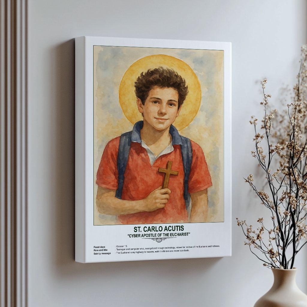 St. Carlo Acutis, Sacred Art, Religious Wall Art for Families, Patron ...