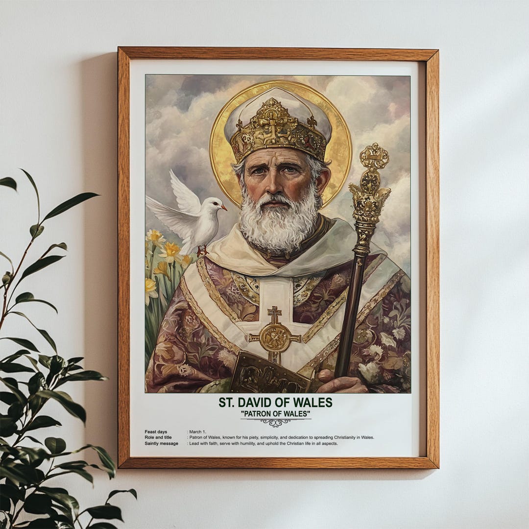 St. David of Wales, Sacred Art, Religious Wall Art for Families, Patron ...