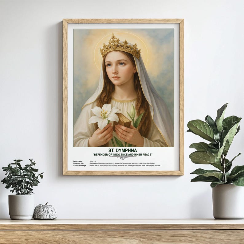 St. Dymphna, Sacred Art, Religious Wall Art for Families, Patron Saint ...