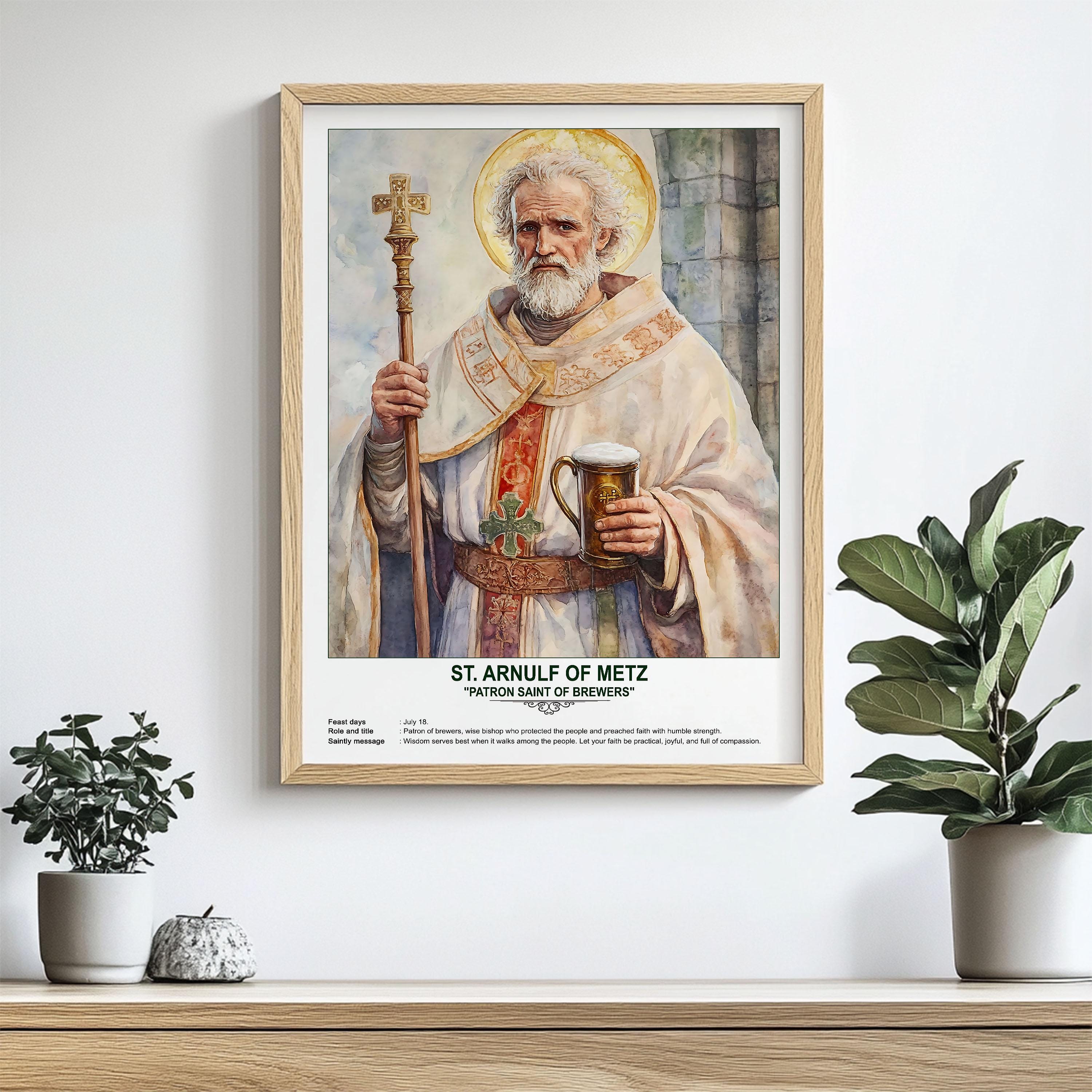 St. Arnulf of Metz, Sacred Art, Religious Wall Art for Families, Patron ...