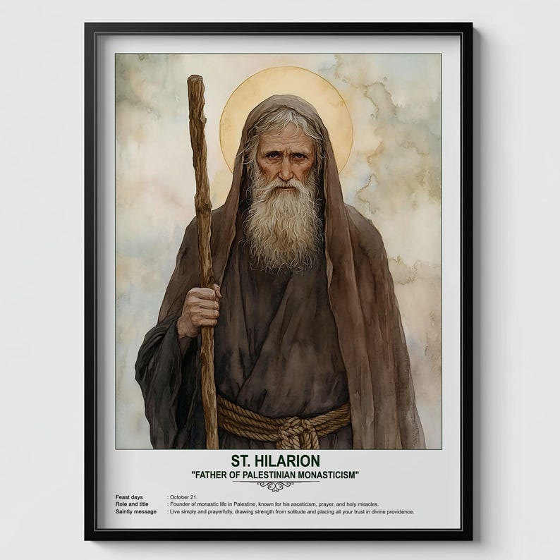 St. Hilarion, Sacred Art, Religious Wall Art for Families, Patron Saint ...
