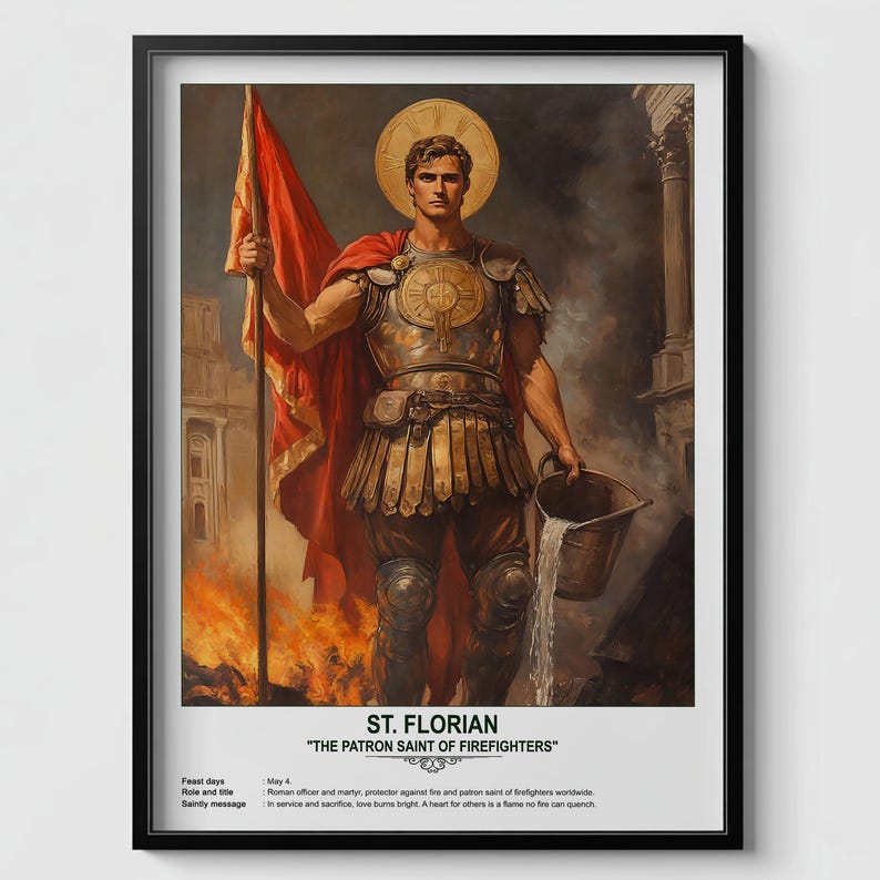 St. Florian, Sacred Art, Religious Wall Art for Families, Patron Saint ...